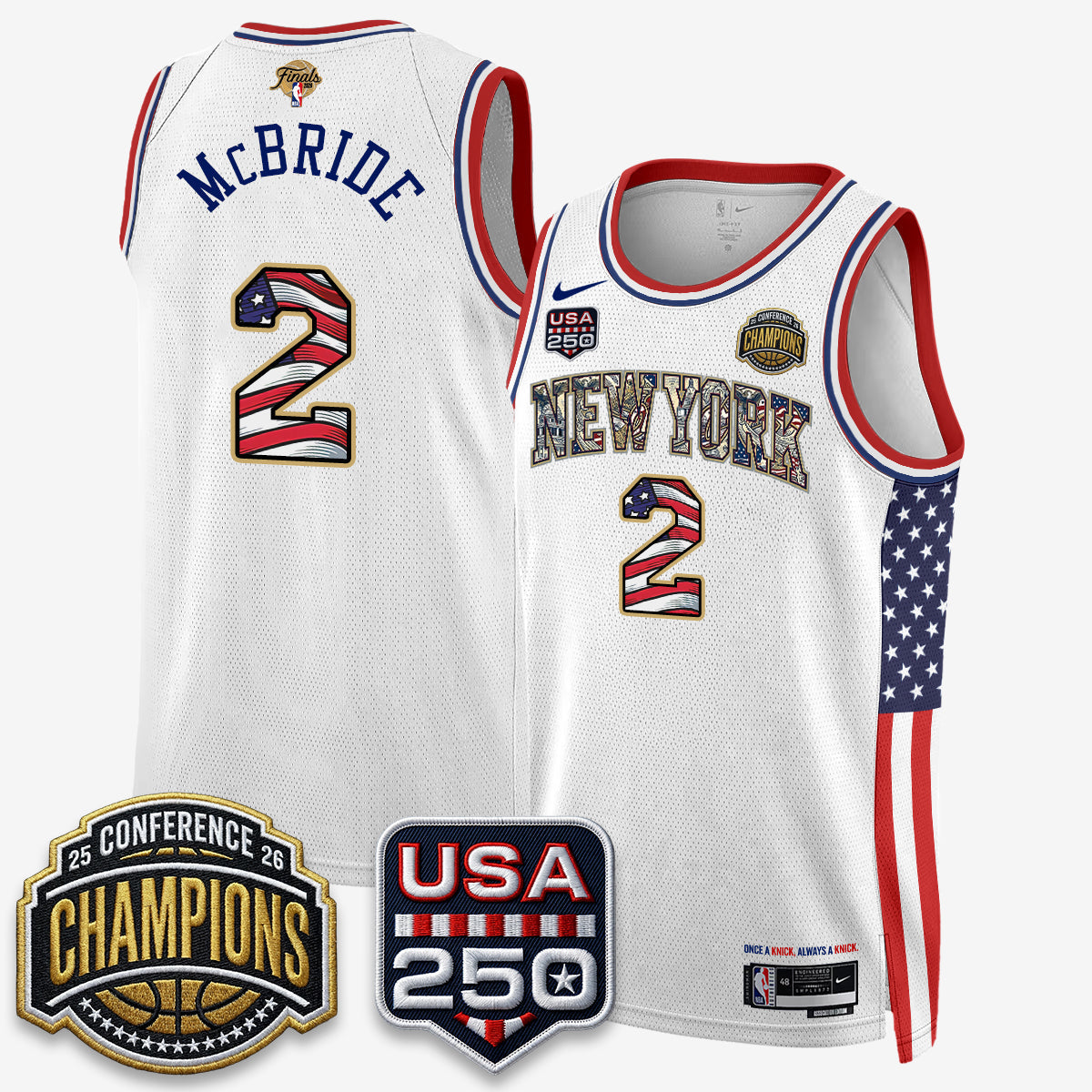 NYK 2026 NBA Eastern Conference Champions x Fourth of July Vapor Jersey - Stitched