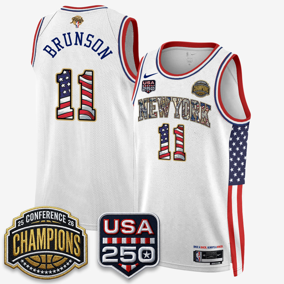NYK 2026 NBA Eastern Conference Champions x Fourth of July Vapor Jersey - Stitched