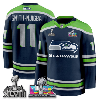 SEA 2X S.Bowl Champions Patch Hockey Jersey - Stitched