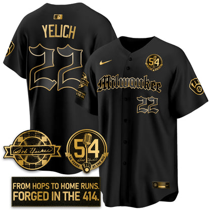 MIL Bob Uecker Patch Vapor Premier Limited Jersey - Gothic Edition - Stitched