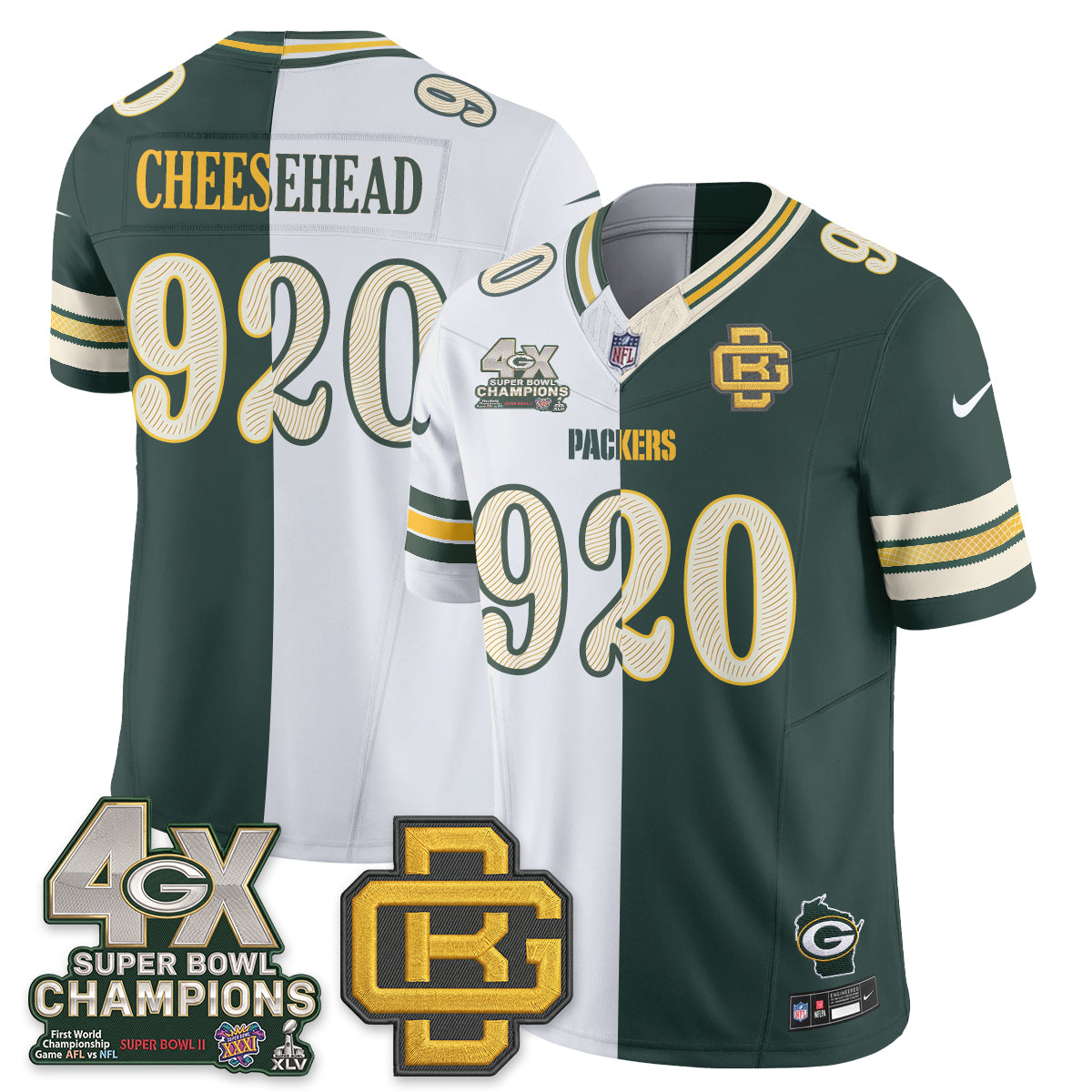GB Rivalries Split Edition Vapor Jersey - Stitched