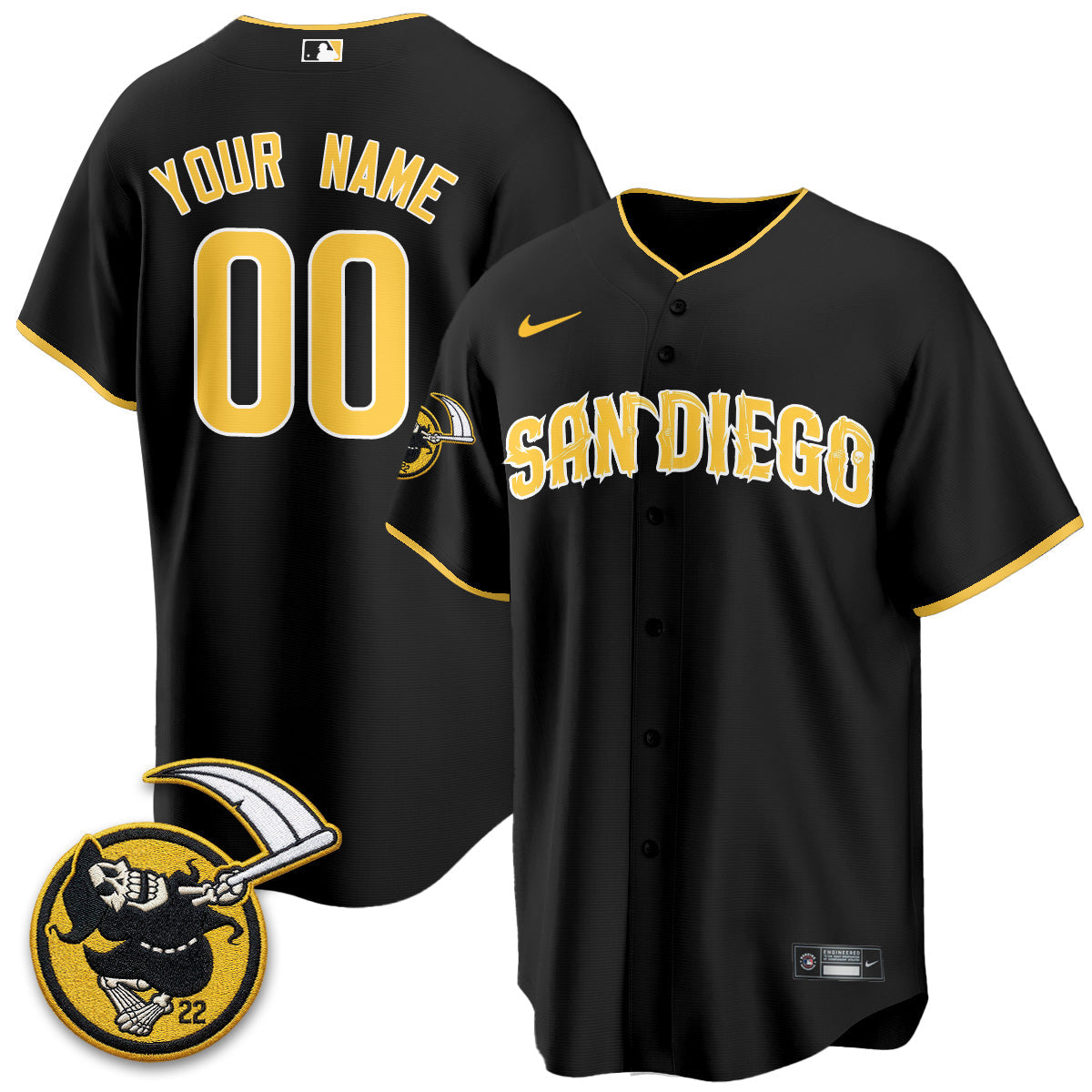 SD x Grim Reaper Vapor Custom Jersey - Stitched-NQD