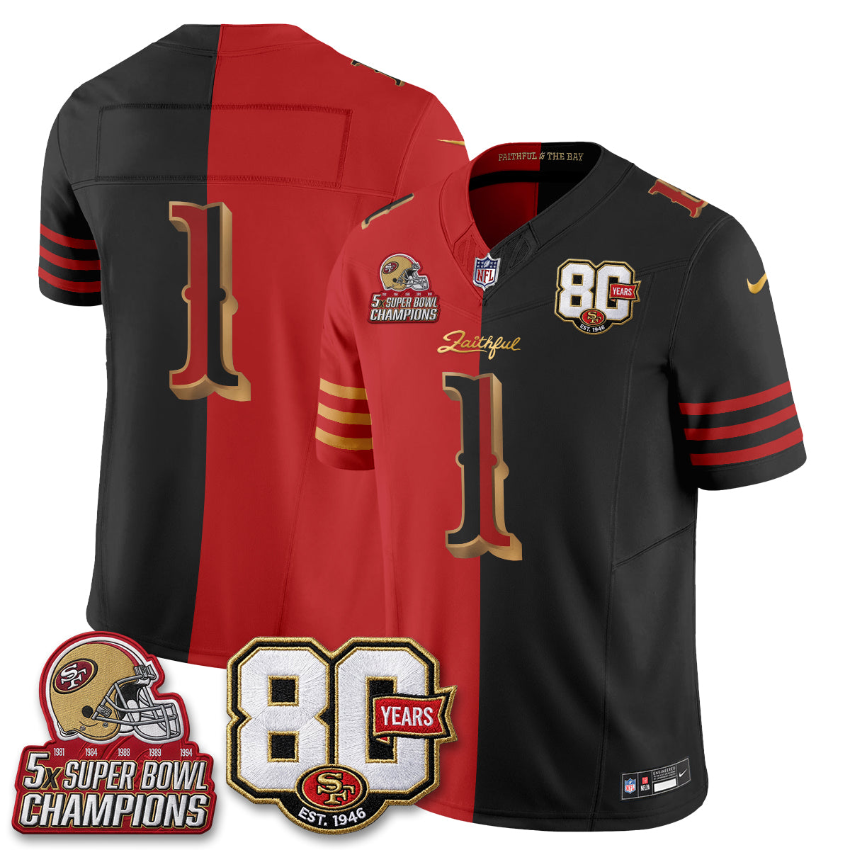 SF Rivalries Split Edition Vapor Jersey - Stitched