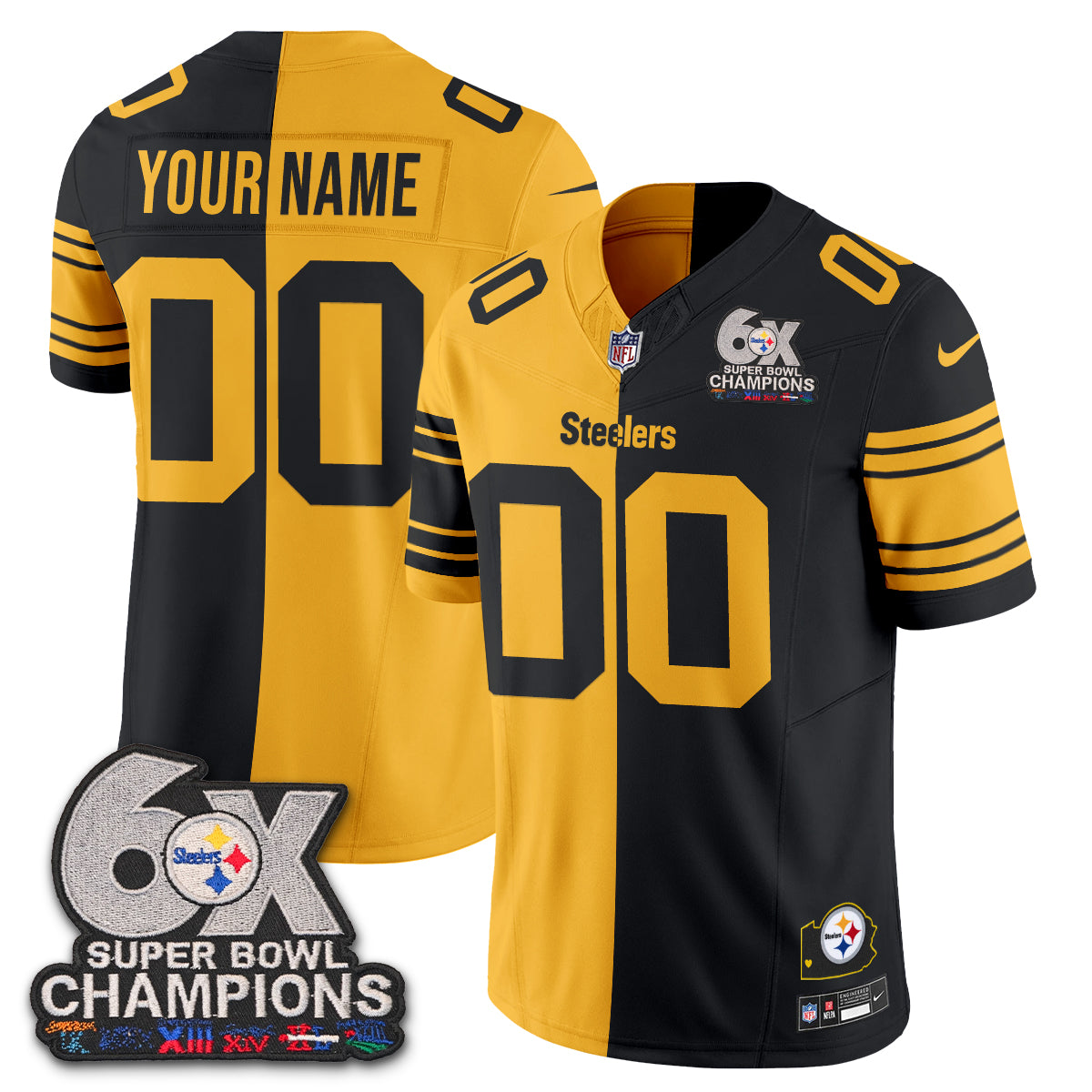 PIT 6x SBowl Split Edition Vapor Custom Jersey - Stitched