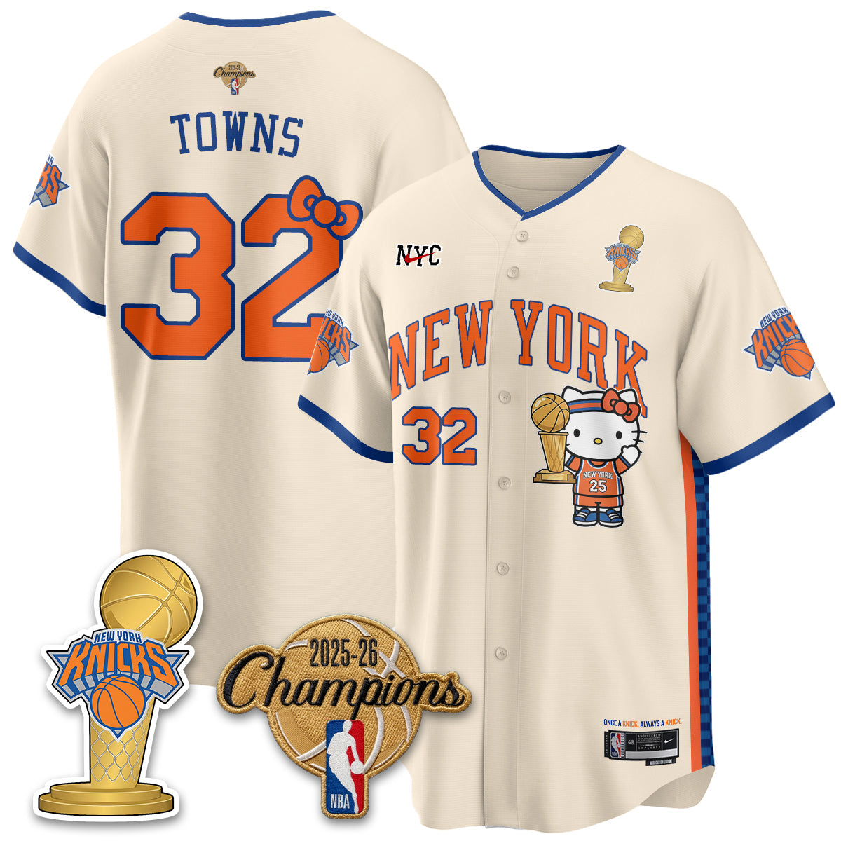 NYK 2026 NBA Champions x Meow Kitty Vapor Jersey - Stitched