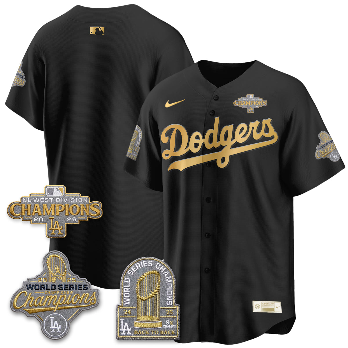 LAD 2026 NL West Champs Gold Vapor Jersey- Stitched