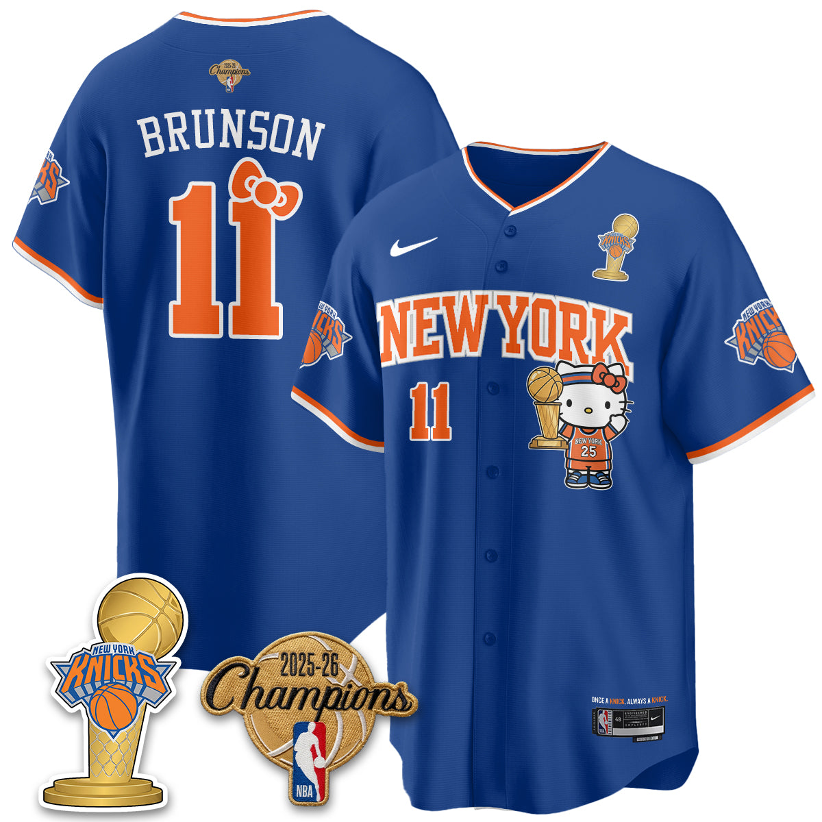 NYK 2026 NBA Champions x Meow Kitty Vapor Jersey - Stitched
