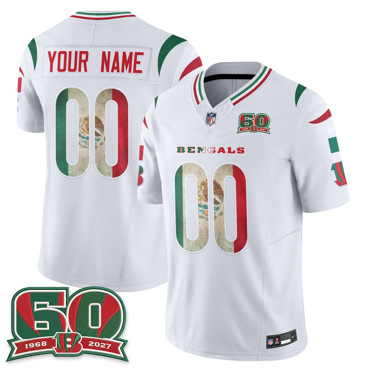Cincinnati Bengals Mexico Edition Vapor Custom Jersey - Stitched