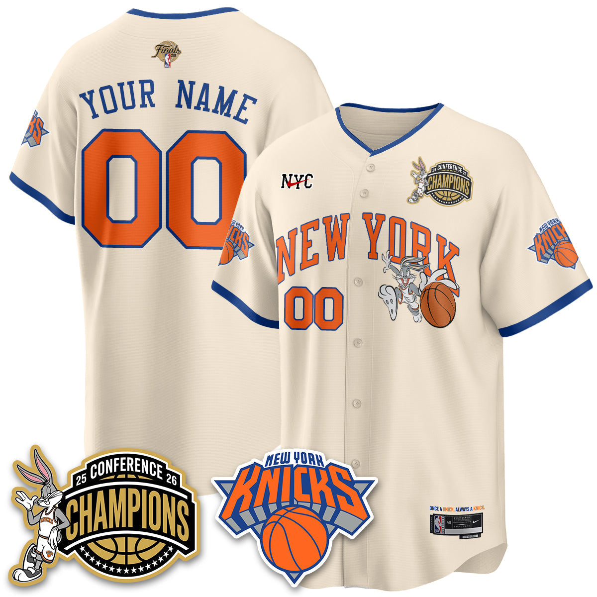 NYK 2026 NBA Finals x Bunny Vapor Custom Jersey V2- Stitched
