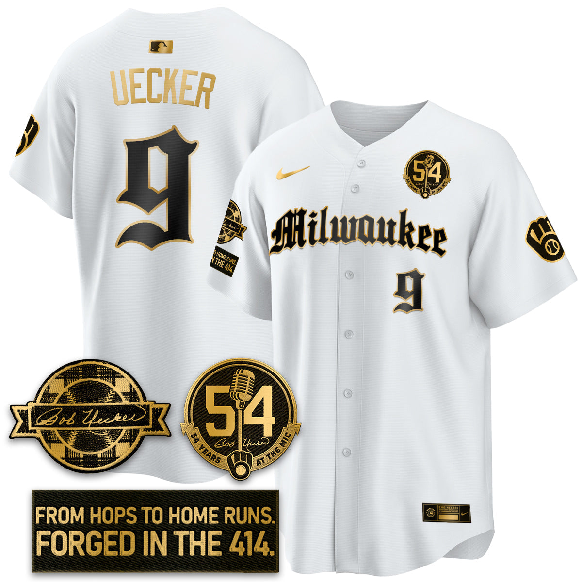 MIL Bob Uecker Patch Vapor Premier Limited Jersey - Gothic Edition - Stitched