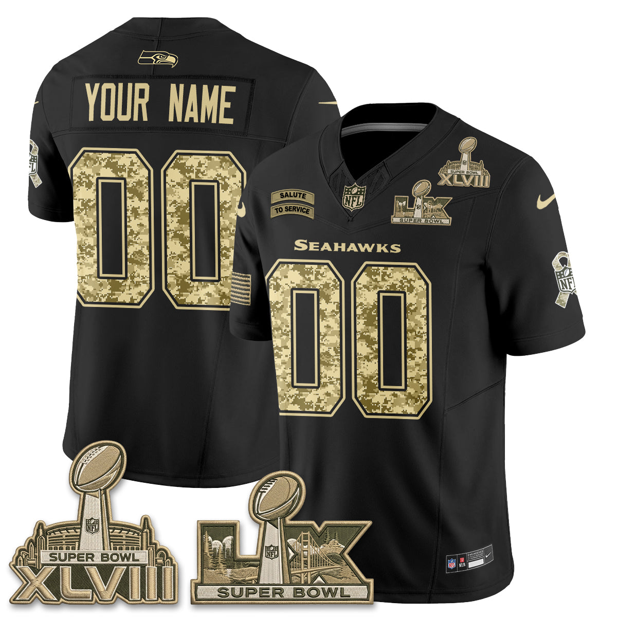 SEA 2026 Salute to Service V2 Vapor Custom Jersey - Stitched