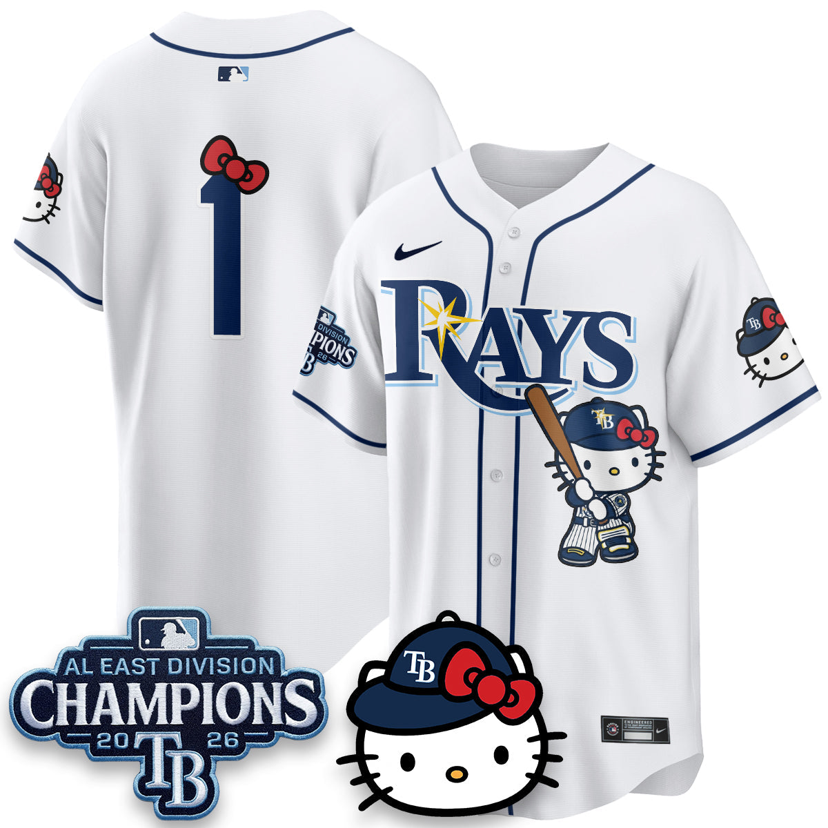 TB x Meow KT 2026 AL East Champs Vapor Jersey - Stitched