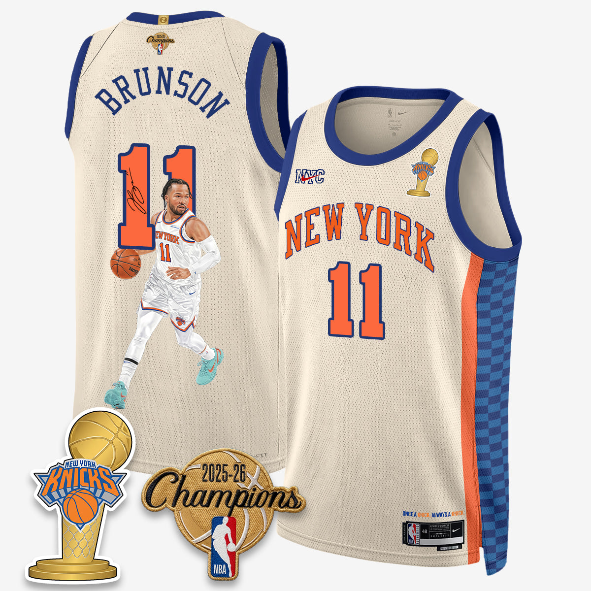 NYK 2026 Basketball Jalen Brunson Champions Vapor Jersey - Stitched