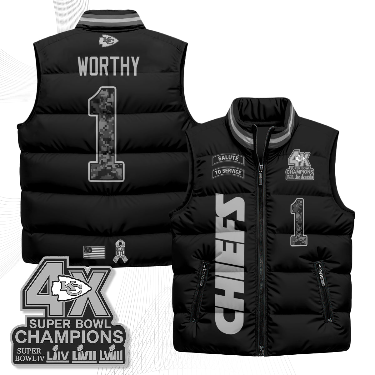 KC 2026 Salute to Service Puffer Vest - Printed
