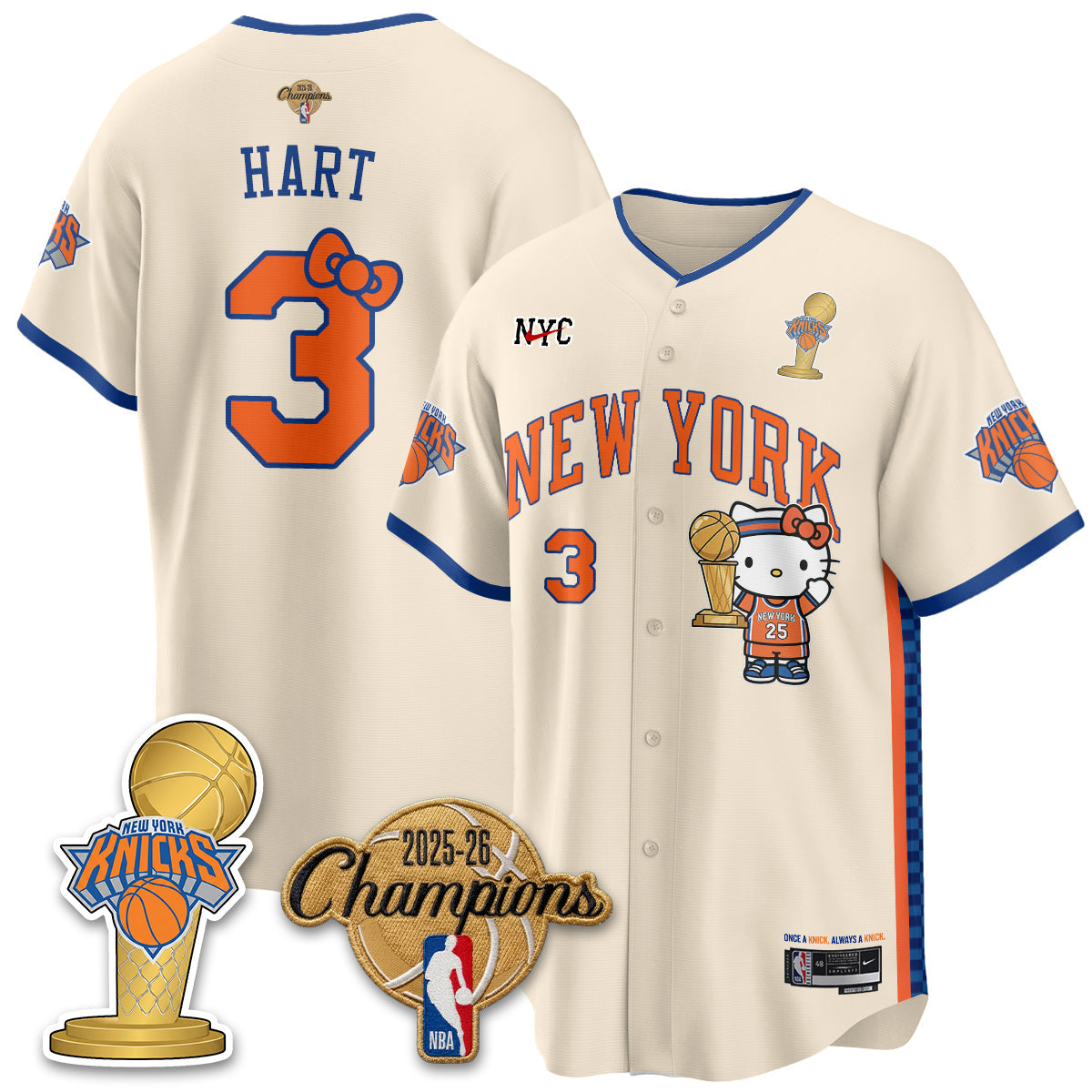 NYK 2026 NBA Champions x Meow Kitty Vapor Jersey - Stitched
