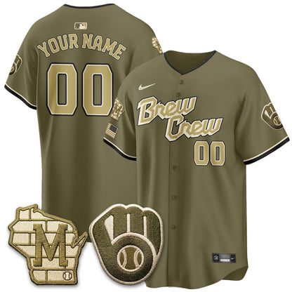 MIL New Era Olive 2026 Armed Forces Day Custom Jersey - Stitched