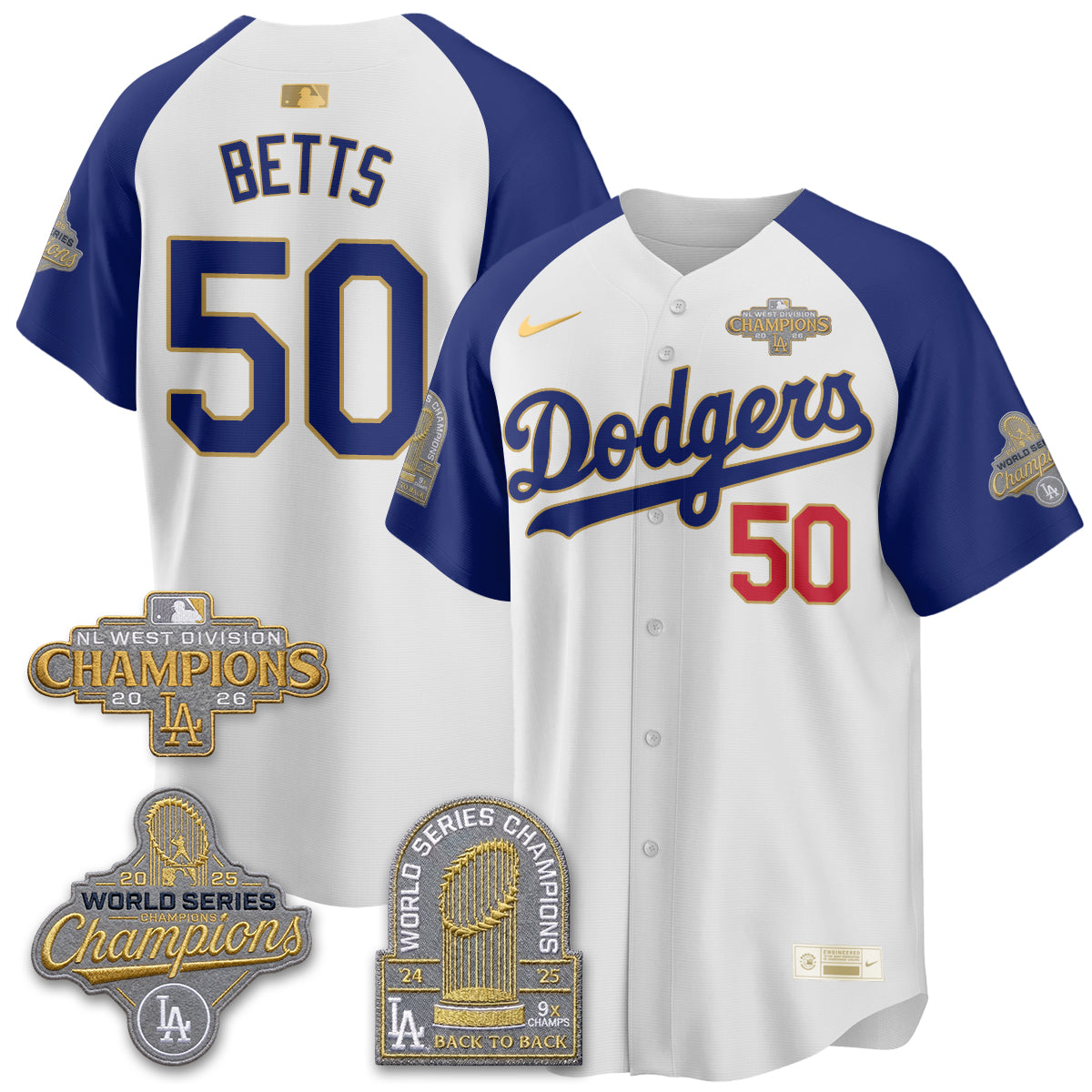 LAD 2026 NL West Champs Gold Vapor Jersey- Stitched