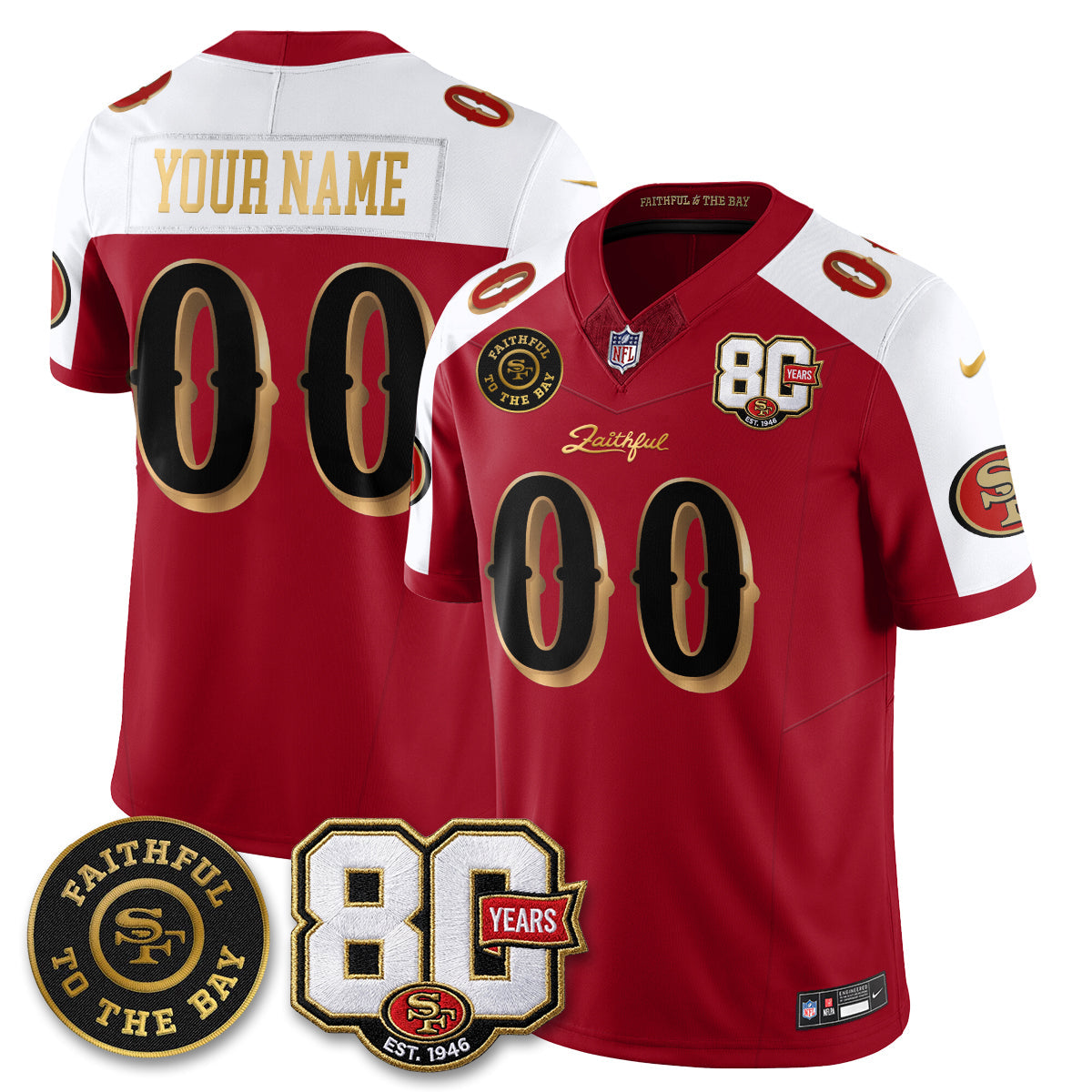 SF “Rivalries” Vapor Limited Custom Jersey - Faithful To The Bay Patch - Stitched
