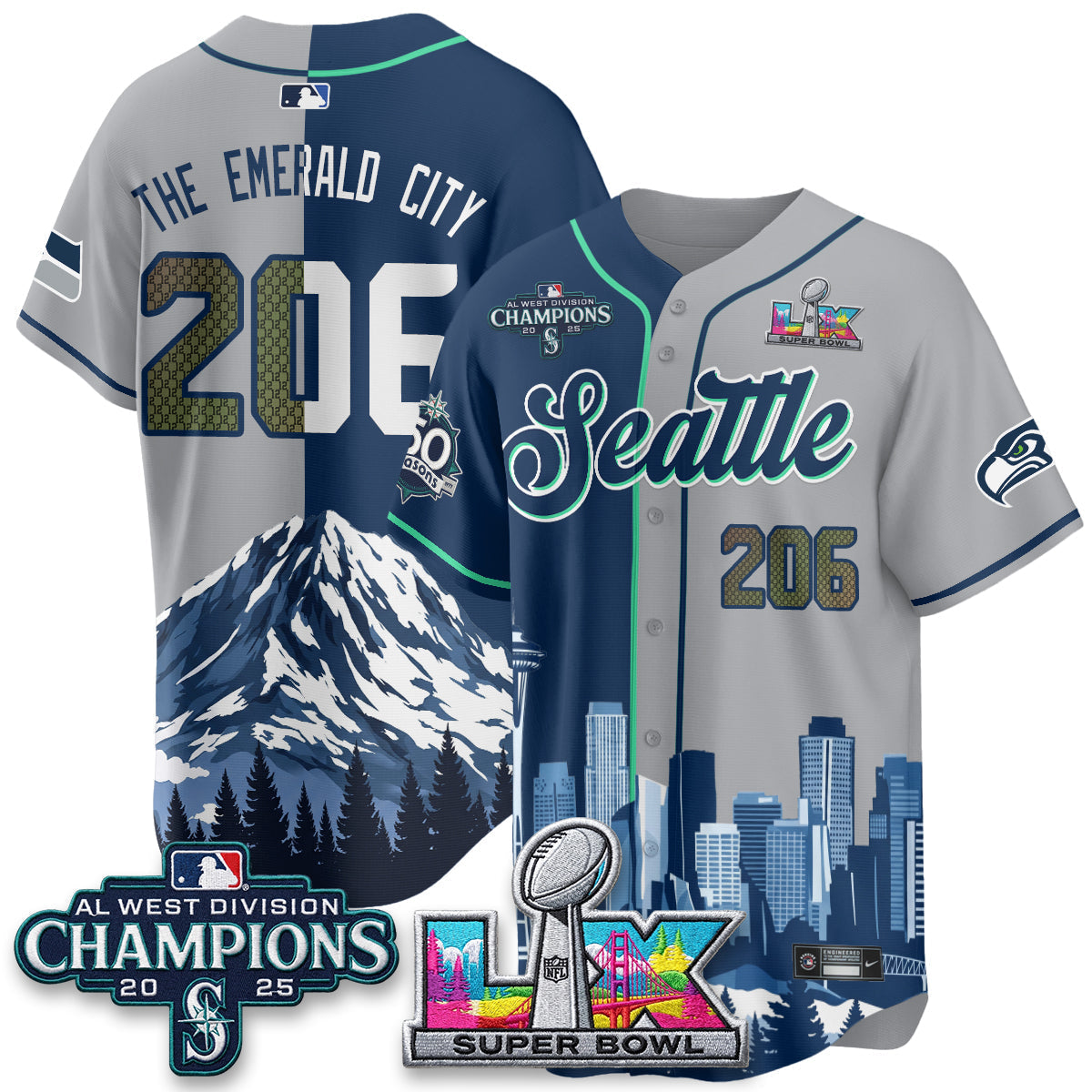 Seattle City Mariners x Seahawks Edition Vapor Jersey - Printed