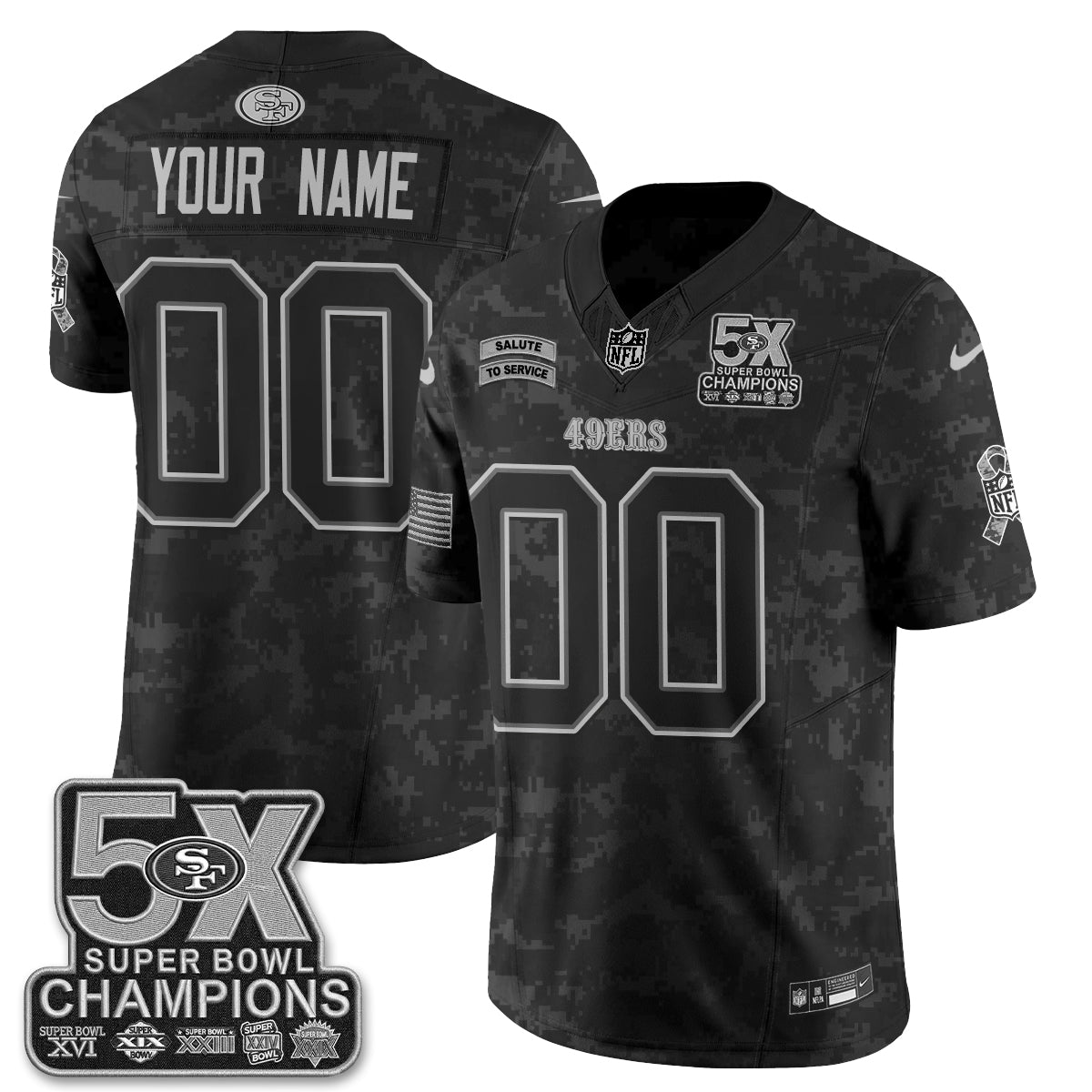 San Francisco 49ers 2026 Salute to Service V2 Vapor Custom Jersey - Stitched