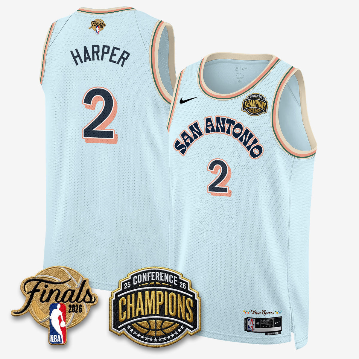 SAS 2026 NBA Western Conference Champions Vapor City Edition Jersey - Stitched