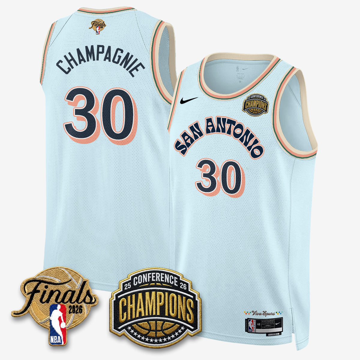 SAS 2026 NBA Western Conference Champions Vapor City Edition Jersey - Stitched