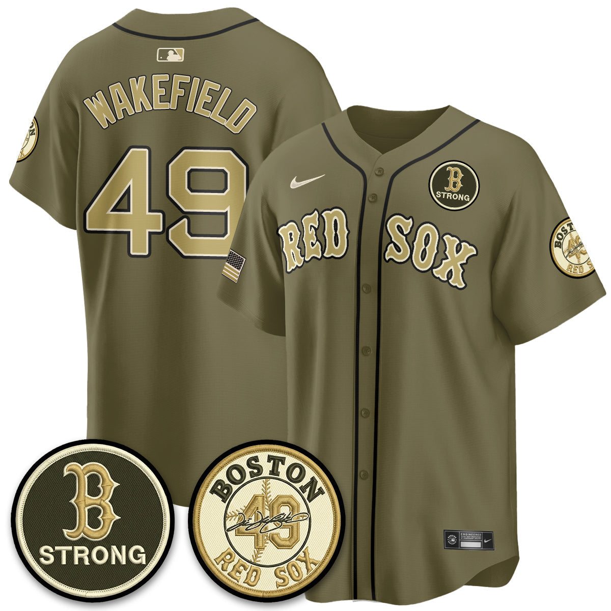 BOS New Era Olive 2026 Armed Forces Day Jersey - Stitched