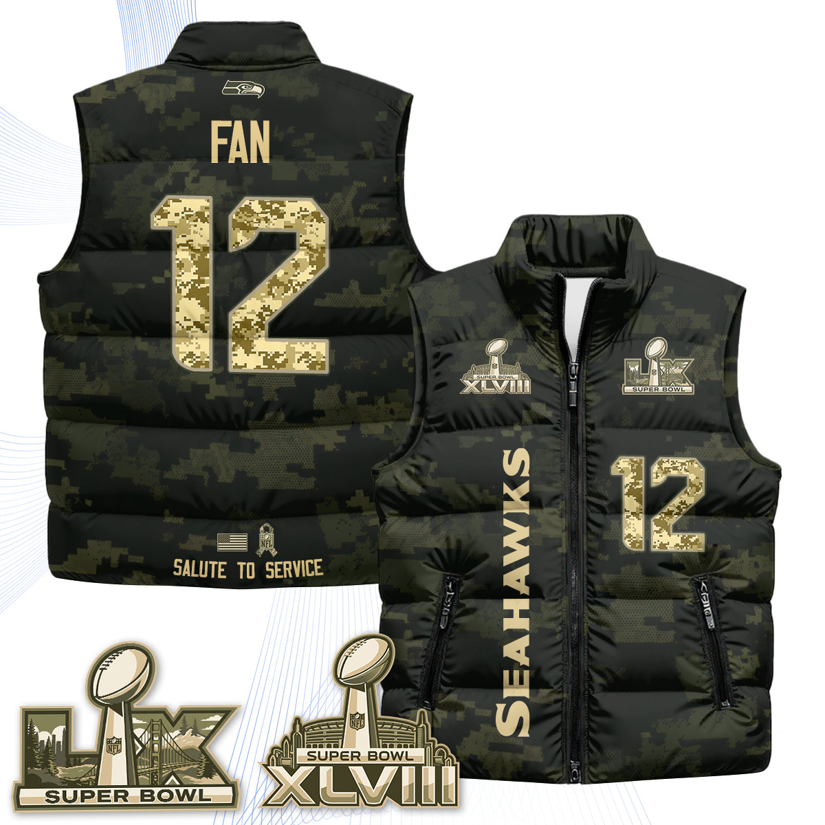 SEA 2026 Salute to Service Puffer Vest - Printed