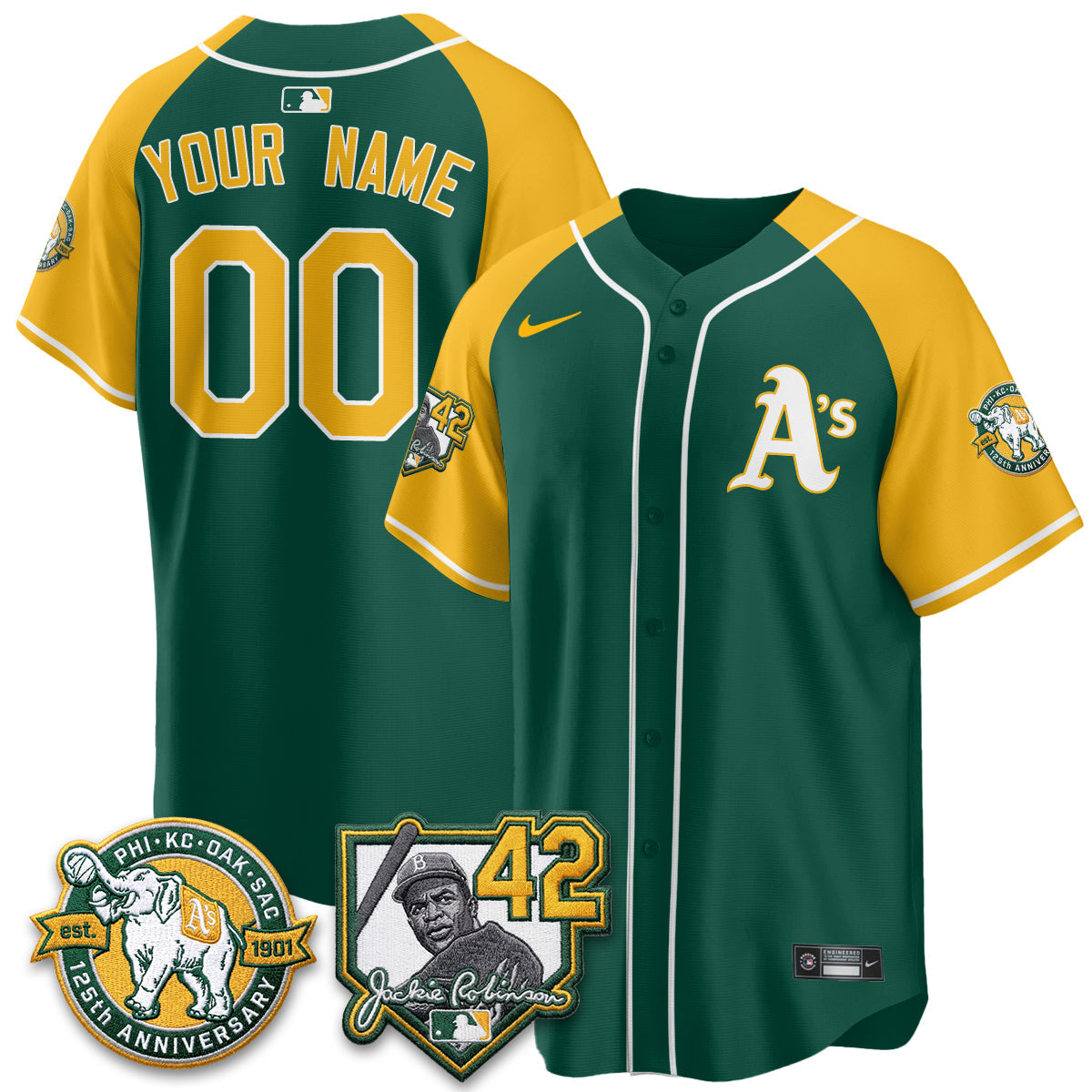 OAK 2026 Jackie Robinson Day - Celebrating 125 Years Limited Custom Vapor Jersey - Stitched