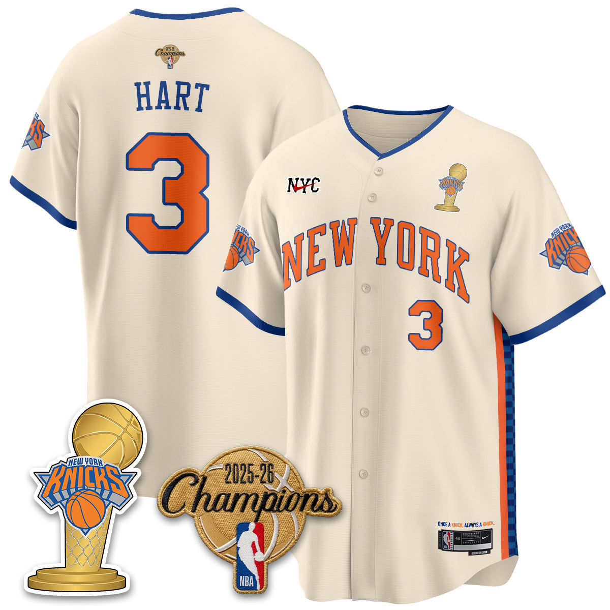 NYK 2026 NBA Champions Vapor Jersey - Stitched