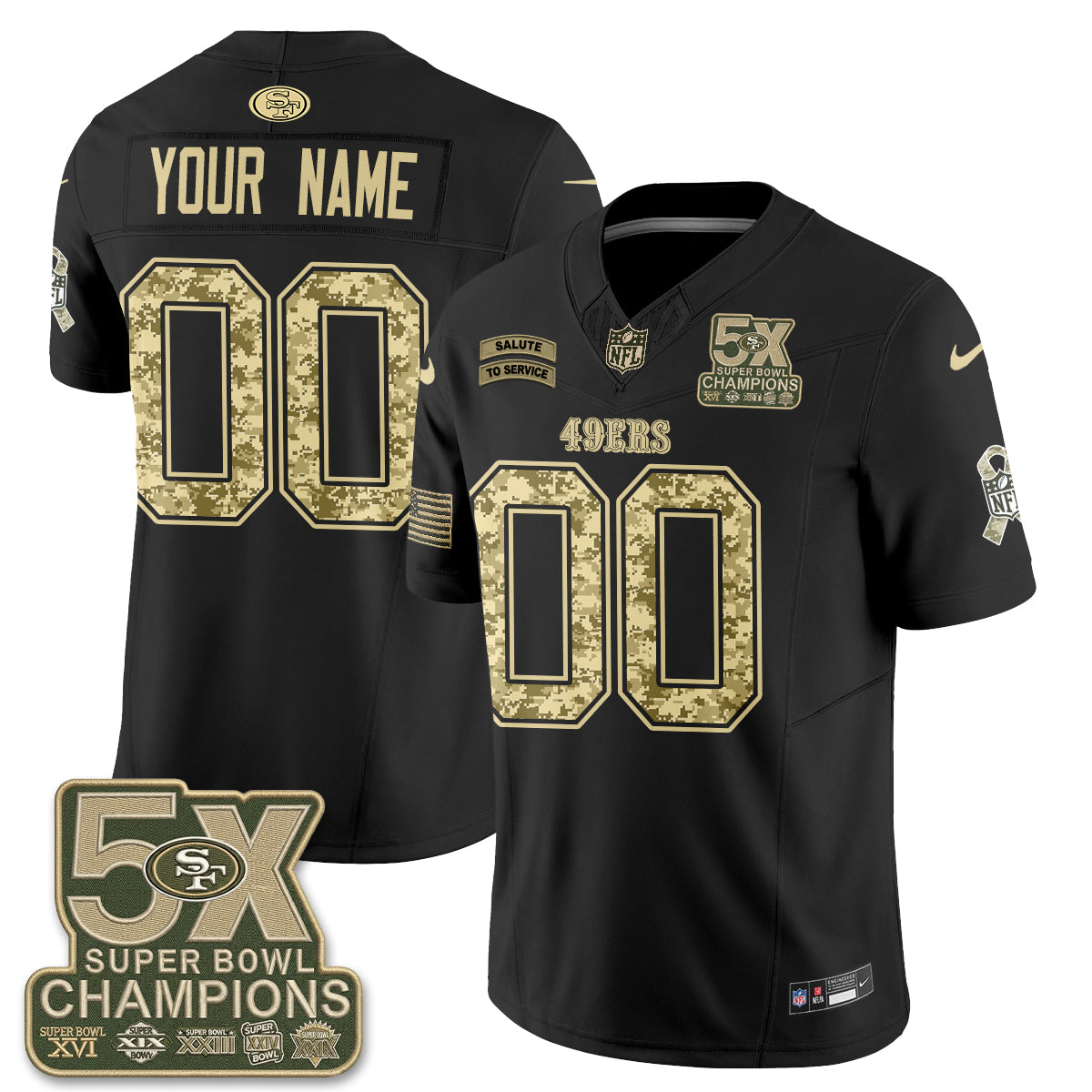 San Francisco 49ers 2026 Salute to Service V2 Vapor Custom Jersey - Stitched