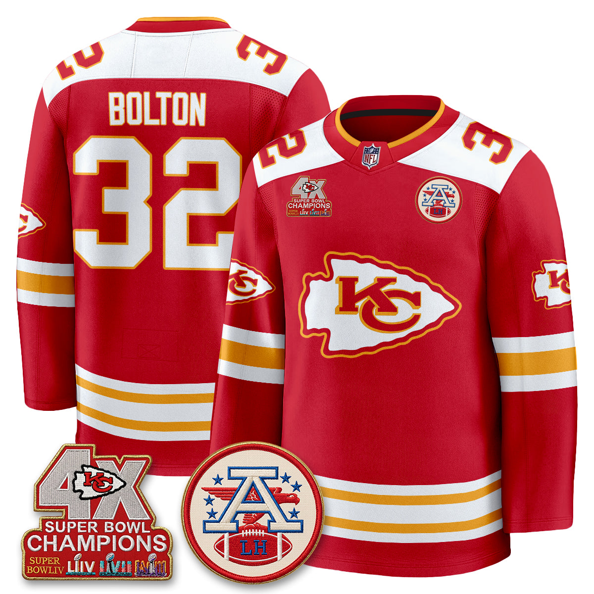 KC 4X Champs Edition Hockey Jersey - Stitched