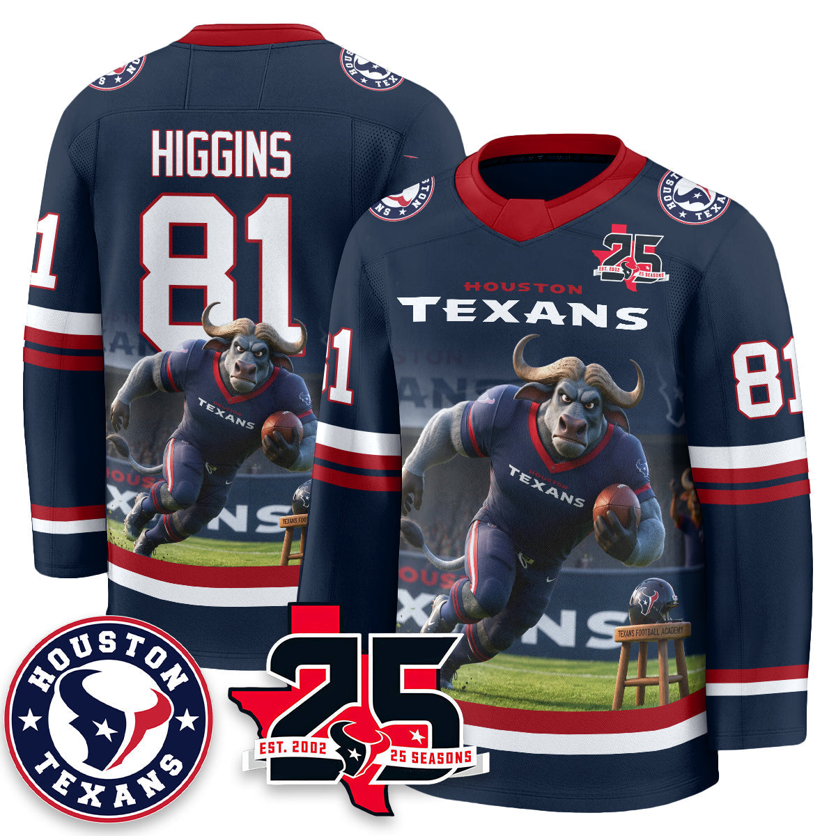 HOU x Bull Chief Edition Hockey Jersey - Printed