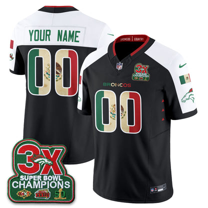 Denver Broncos Mexico Edition Vapor Custom Jersey - Stitched