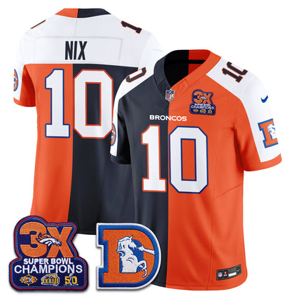 Denver Broncos Throwback Split Vapor Jersey - Stitched
