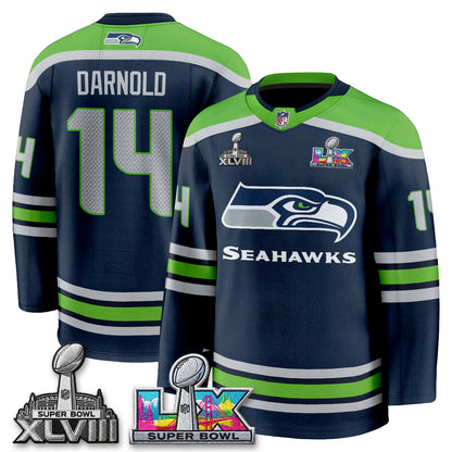 SEA 2X S.Bowl Champions Patch Hockey Jersey - Stitched