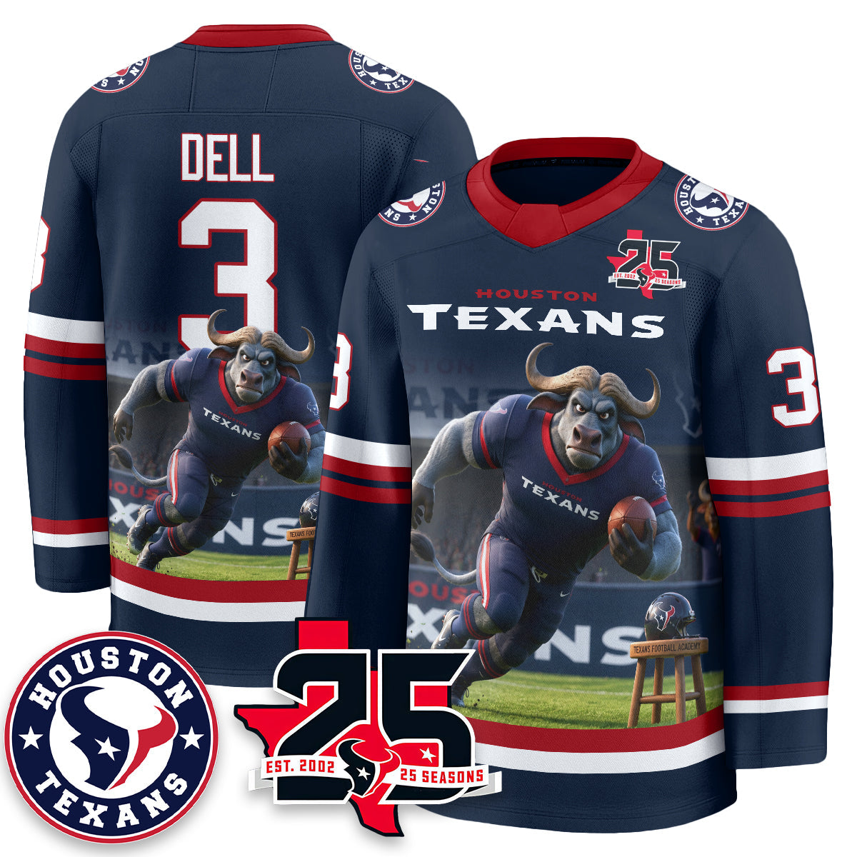 HOU x Bull Chief Edition Hockey Jersey - Printed