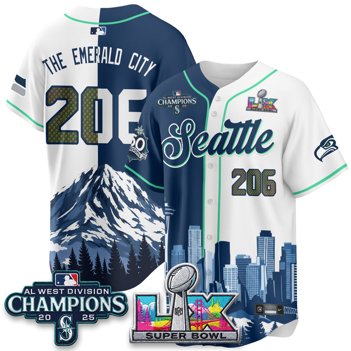 Seattle City Mariners x Seahawks Edition Vapor Jersey - Printed