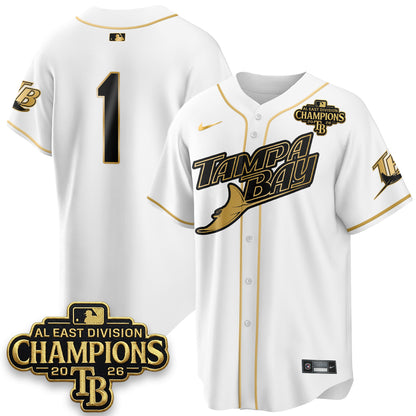 Tampa Bay Rays 2026 AL East Champs Gold Edition Vapor Jersey - Stitched