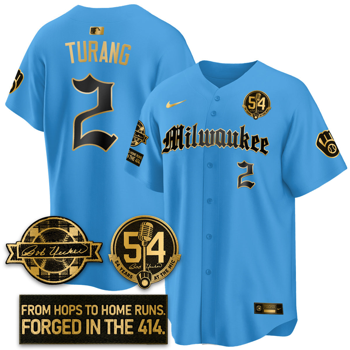 MIL Bob Uecker Patch Vapor Premier Limited Jersey - Gothic Edition - Stitched