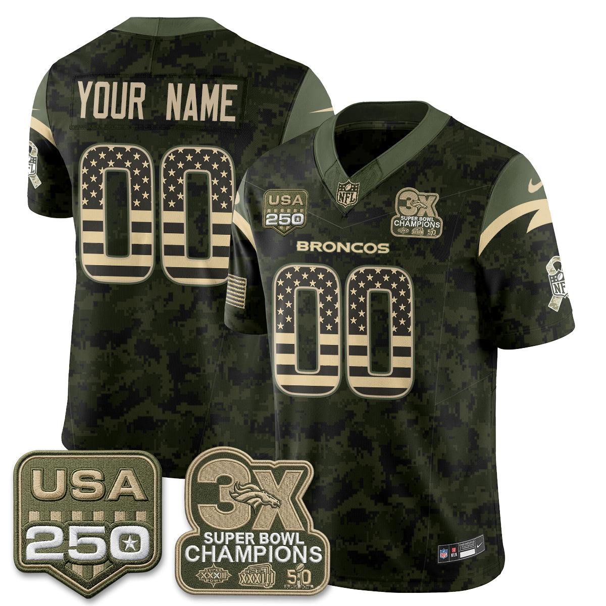 DEN 2026 Salute to Service Edition Vapor Custom Jersey - Stitched