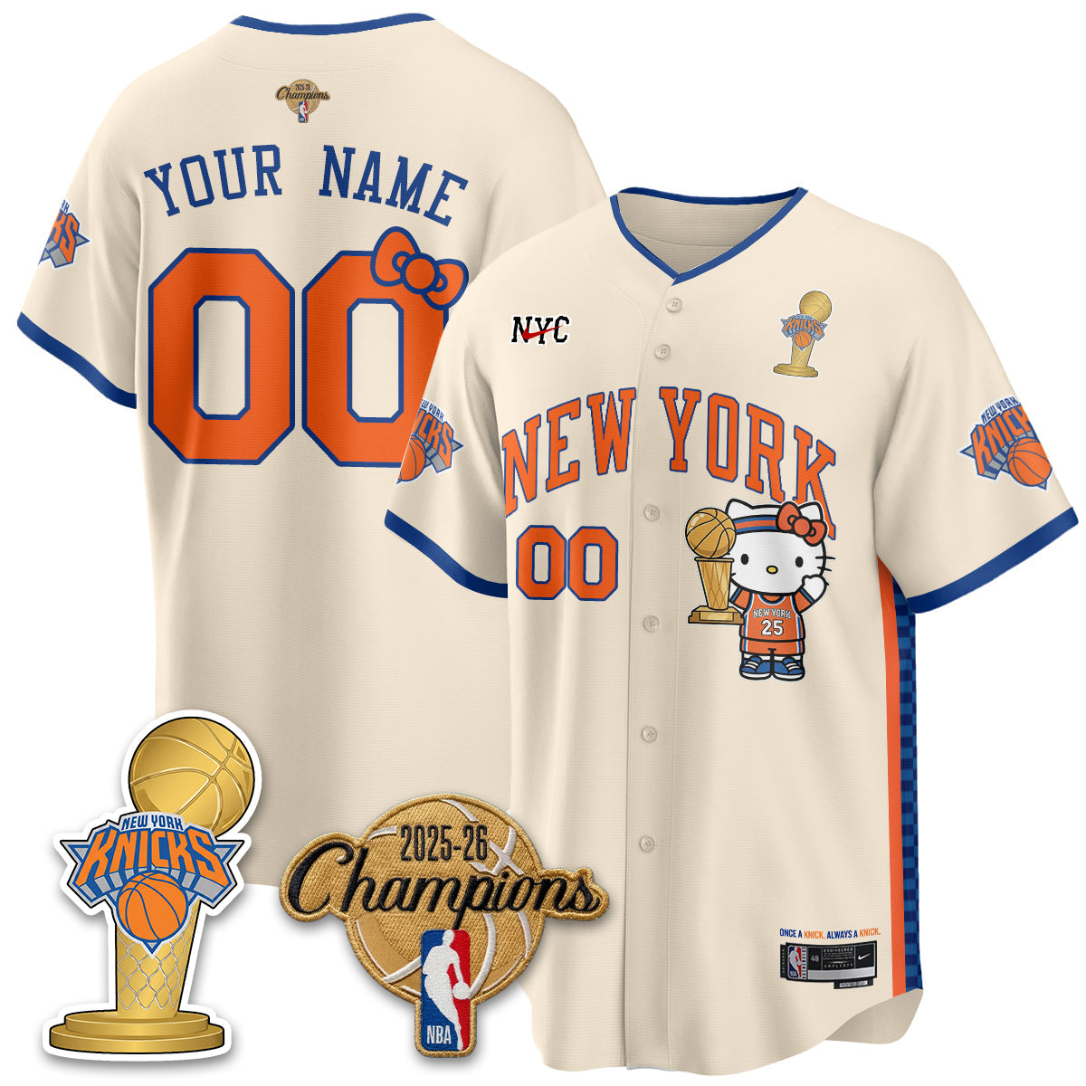 NYK 2026 NBA Champions x Meow Kitty Vapor Custom Jersey - Stitched