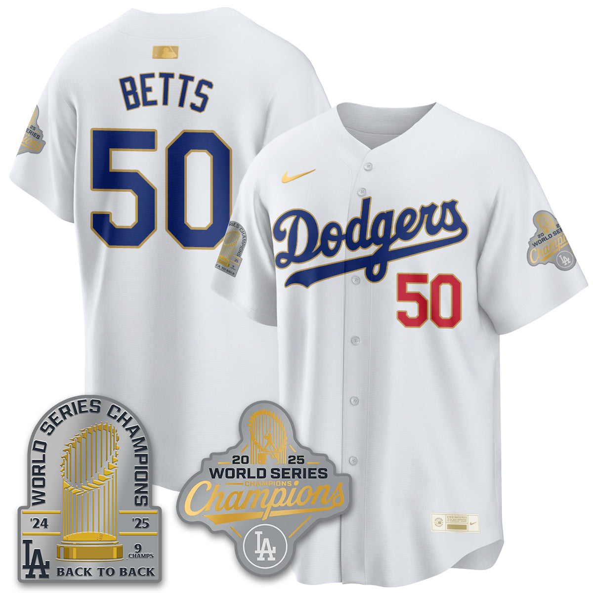 LAD Gold Collection Stadium Vapor Limited Jersey - 9x Champs - Stitched