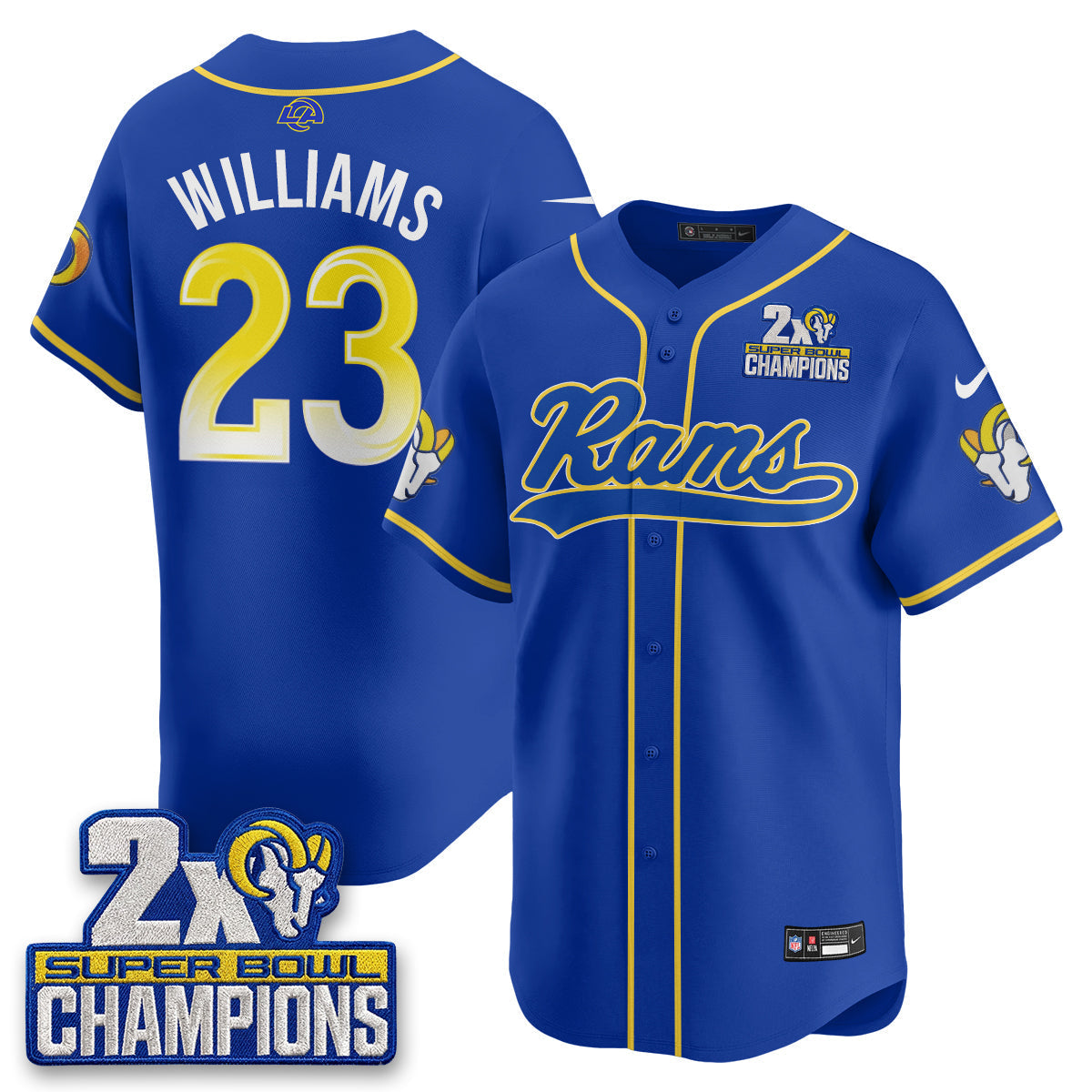 LAR 2X Champs Rivalries Baseball Vapor Jersey - Stitched