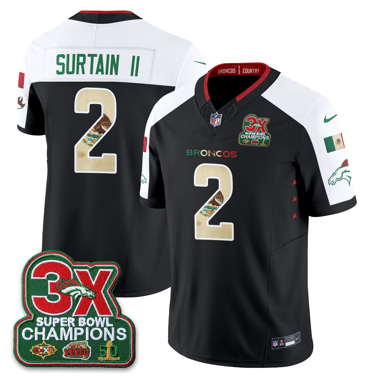 Denver Broncos Mexico Edition Vapor Jersey - Stitched