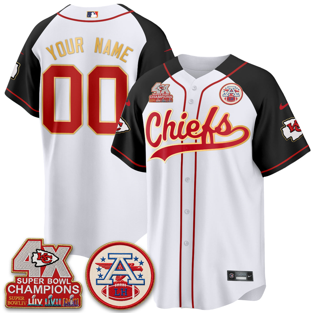 KC 4X Champs Gold Trim Edition Vapor Custom Baseball Jersey - Stitched