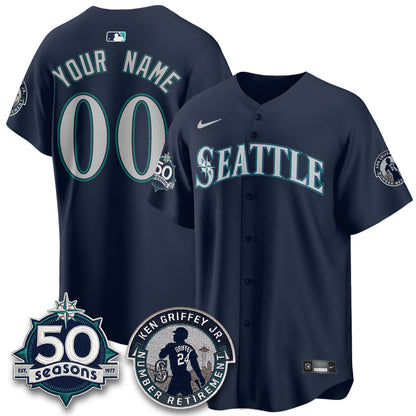 SEA Ken Griffey Jr. Patch Vapor Premier Limited Custom Jersey - Stitched