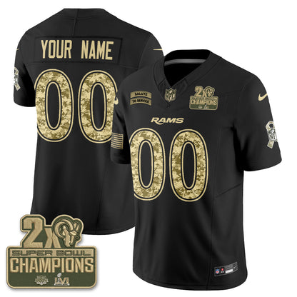 Los Angeles Rams 2026 Salute To Service Vapor Custom Jersey V2- Stitched