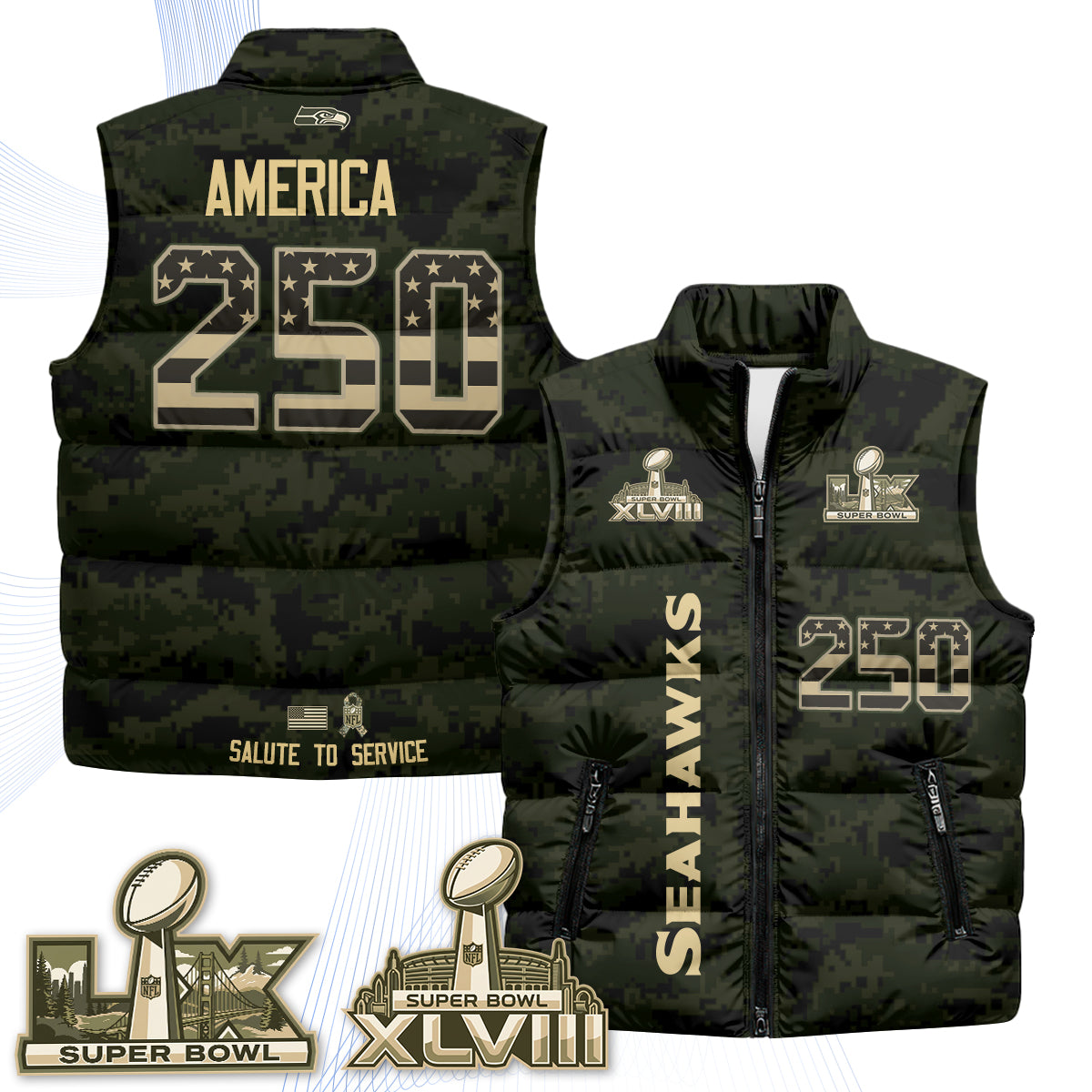 SEA 2026 Salute to Service Puffer Vest - Printed