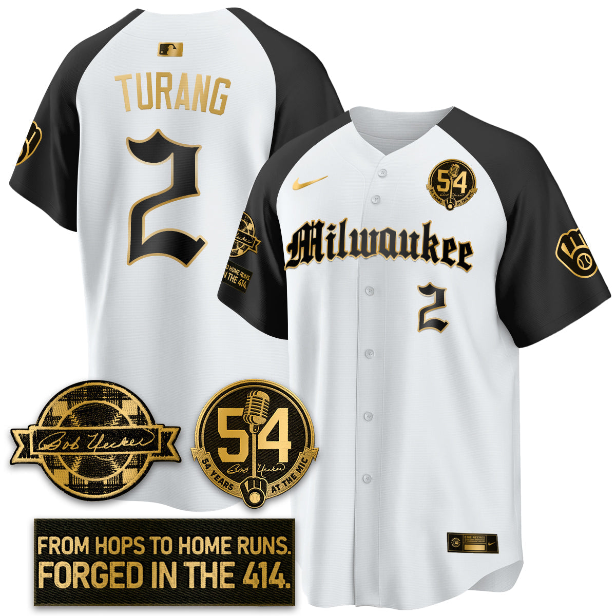 MIL Bob Uecker Patch Vapor Premier Limited Jersey - Gothic Edition - Stitched